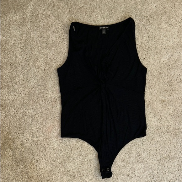 Express Tops - Express Elegant Black Knit Bodysuit Tank
